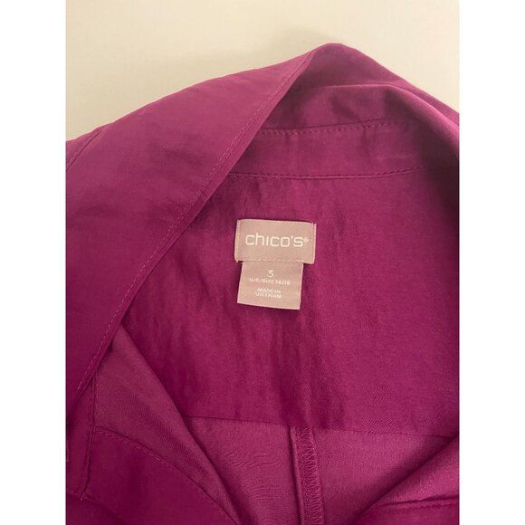 Chico's Colorful XL/16 (3) Long Tunic Shirt Button Down Front Pockets Summer - Picture 8 of 9